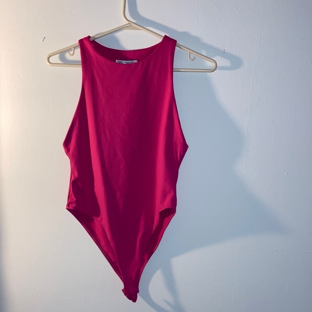 Zara Basics Seamless Crew Neck Sleeveless Pink Bodysuit Size M
